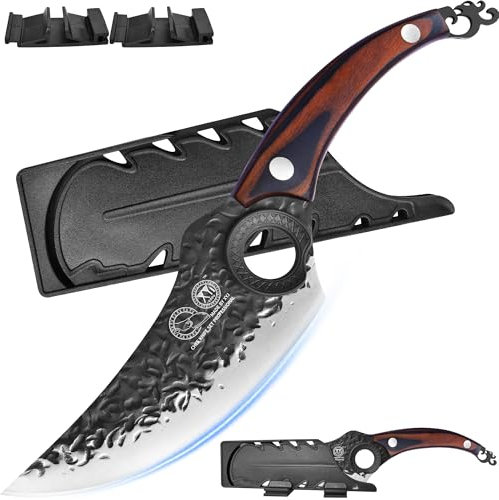 XYJ Coltello da cucina, coltello da disosso forgiato per il taglio della carne, in acciaio ad alto tenore di carbonio, coltello da cuoco per la cucina, campeggio all'aperto, a codolo pieno