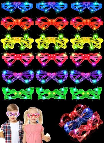 JUXINE 13 Stück LED Brillen für Party,LED Brille,Leuchtende Partybrille,Neon Party Brille für Halloween Karneval Weihnachten Geburtstag Fasching Festivalbrille für Kinder Erwachsene (I)