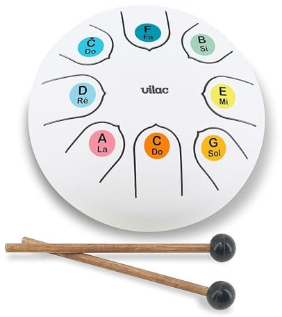Vilac Lingua Drum-Strumento a percussione in metallo al Suono Zen, concesso in Do Maggiore con Un'Ottava, ideale per introdurre I Bambini alla Musica. Include partizioni e scheda esplicativa, 8379