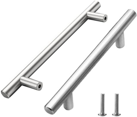 YYTECH 10 Pack Kitchen Cupboard Handles Stainless Steel Brushed Wardrobe Handles Cabinet Handle T Bar Kitchen Door Grip Drawer Handle (Hole Centre 160mm)
