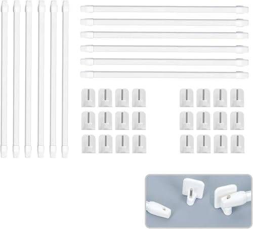 ALLBASA Tringle rideaux, barre de douche, barres de virage extensible tringle a rideaux, tringle rideau sans percage réglable, pour fenetre (12pcs(40-60)+crochet)