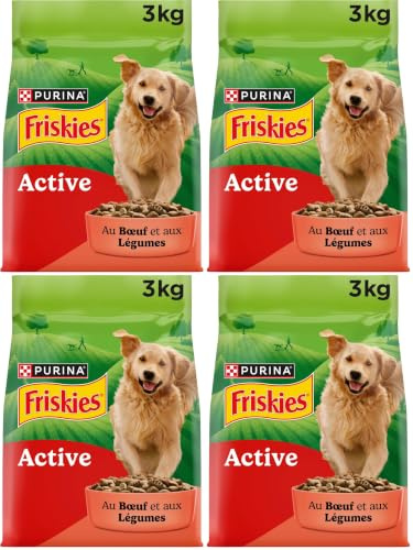 FRISKIES Croquettes Chien Active Bœuf 3KG (Lot de 4)