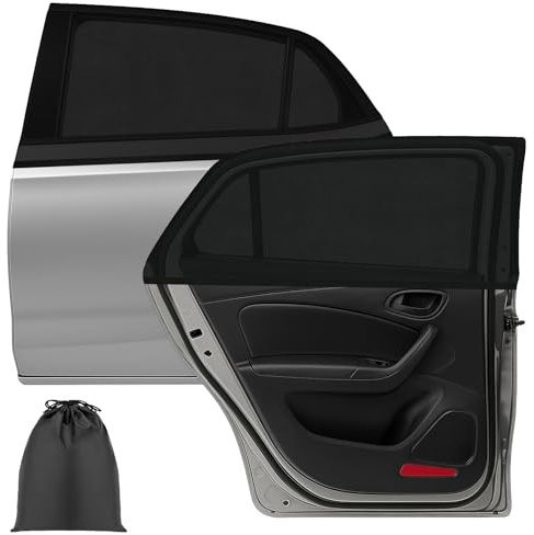 Kiiwah 2 Pezzi Tendine Parasole Auto Bambini, Parasole Auto Finestrini Block Protezione UV, Tende Oscuranti Vetri Auto per Finestrini Laterali, Universali Copri Finestrini Auto Protegge Bambini
