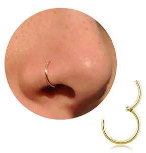 20G 18g 16g anello da naso in titanio anello da naso per cartilagine, da uomo, anello da naso in argento e oro, anello per setto nasale, trago, conchiglia, helix, daith, piercing al labbro, gioielli