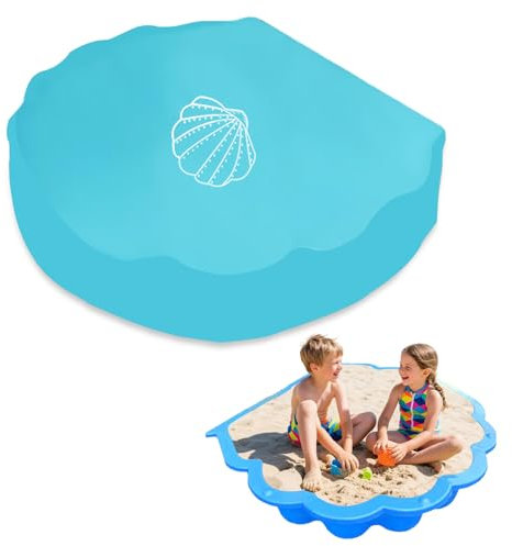 Coquillage Bac a Sable,Bache Bac à Sable 100 x 15 cm, Housse de Protection Ronde, Bleue, Imperméable, pour bac a Sable Enfant Exterieur Piscine Coquillage