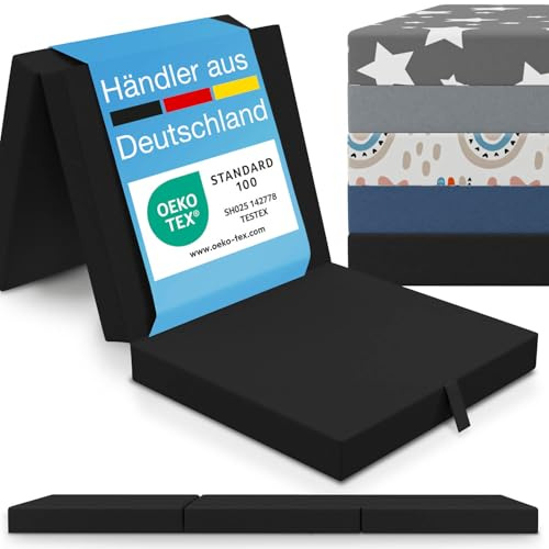 ELONEO Klappmatratze 65x195 cm, 9 cm hoch, Klappmatratze Kinder faltbar, klappbare Gästematratze, Faltbare Matratze, Reisematratze für Kinder und Erwachsene für Reisen und Camping