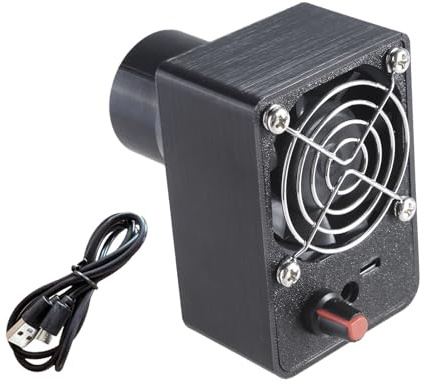 Ventola a velocità regolabile 60 con cavo USB da 5,5 x 2,1 mm, per campeggio, sport, barbecue, starter ventilatore portatile con ugello