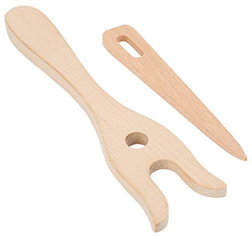 RiToEasysports Multifunktionell Stickgaffel och Nålsats för små ögon för Kreativa Gör-det-själv-projekt och Handbroderi, 15,5 Cm Gaffel och 11 Cm Nål, Gjord Av Bok