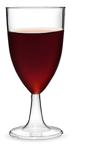 AIOS One Piece Tulip Shaped Recyclable Plastic Wine Glasses (215ml) Tulip Shaped - Pack of 40