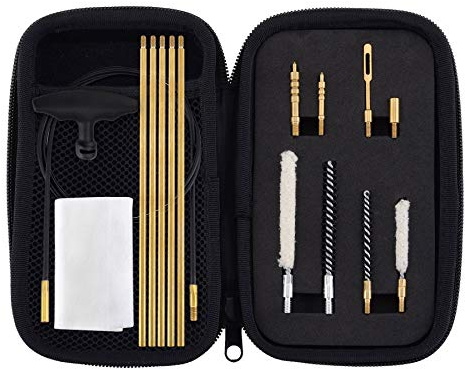 Raiseek .177 Cal & .22 Cal Airgun Cleaning Kit with Cotton Mop Brass Cleaning Rod Nylon Brushes in Zippered Organizer Compact Case