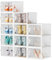 SIMPDIY Schuhboxen Stapelbar Transparent, 12er Pack Schuhkarton mit Deckel, Schuhaufbewahrung für Stöckelschuhe, Stiefeletten, Pumps, High Tops, bis Größe 46