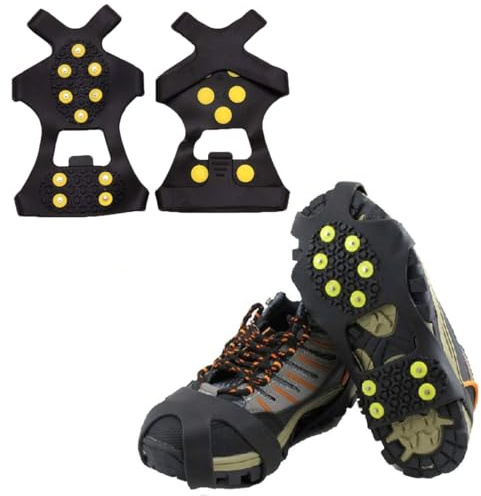 QeeHeng Crampons antidérapants, Couvre-Chaussures en Caoutchouc antidérapants, Chaussures antidérapantes pour la Neige et la Glace pour Hommes et Femmes, Taille XXL
