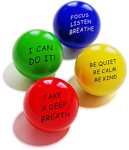 ALMAH Stress Balls for Adults and Kids (4 Pack) Squeeze Balls Hand Exercise Therapy Balls for Relief, Anxiety, Fidget, Tension, Manage Anger and Stress