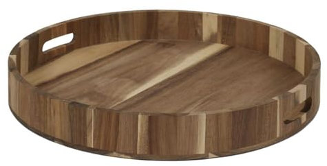 HOME DECO FACTORY - KA5092 Plateau en Acacia 40 cm - Plateau de Service Élégant et Pratique - Facile à Transporter - Parfait pour Toute Occasion - Couleur Marron