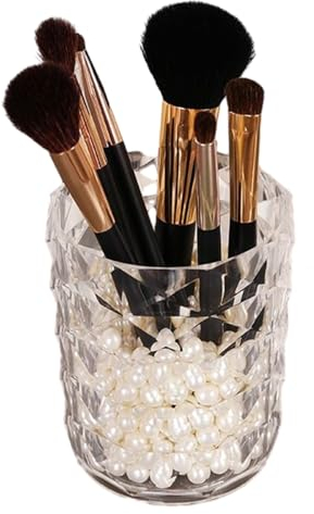 Honhoha Vasos de Maquillaje para brochas - Taza organizadora de brochas cosméticas - Encimera Transparente del sostenedor de la Pluma de la Caja de Almacenamiento del Cepillo del Maquillaje