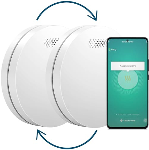 Aroha Smart Connect & Link Rilevatore di Fumo Collegabile e WiFi - Batteria da 10 Anni, Sensore Fumo WiFi Con App Tuya & Smartlife - Allarme Anticendio - 2 pezzi