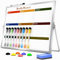 Marsrock Dry Erase A3 White Board with Stand,Double-Sided Whiteboard 40x30cm,10 Markers,6 Magnets, 1 Eraser,Portable Desktop Whiteboard for Planning,Colorful Weekly Schedule Board for School for Home