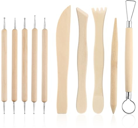 10 Stück Modellier Werkzeug Set Für Fimos Modelliermasse, Holz Töpferwerkzeug Set Erwachsene,Keramik Tonwerkzeuge Wooden Polymer Clay Modelling Tools Sculpting Zubehör Für DIY Kunsthandwerk