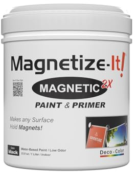 Magnetize-It! Magnetic Paint & Primer (Water Based) – Satin Black Deco Color Extra Strong and Sustainable, All-Purpose Interior 1L