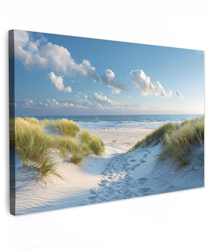 MuchoWow© Leinwandbild Groß 120x80 cm XXL Dekoration Wohnzimmer Bilder Aufhängen Wall Decoration Living Room Wohnungs Deko Moderne Dünen - Sommer - Sonne - Landschaft - Meer