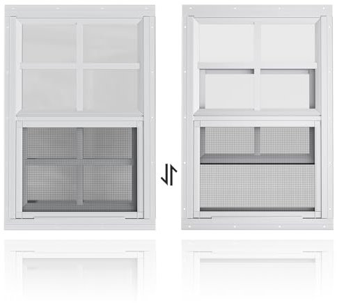 WRISIN 2 Pack Shed Windows 14 W x 21 H Flush Mount, White Household Windows for Playhouses, Barns, Chicken Coop