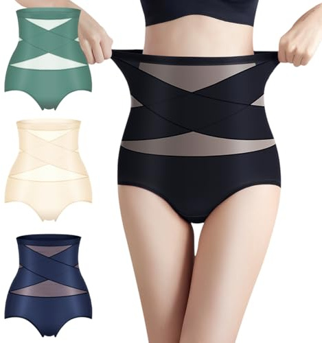 Bragas Fajas Reductoras Mujer Abdomen, Bragas Altas Mujer Adelgazante | Braguitas Ropa Interior Shapewear, Transparente de Seda Hielo (Mida su Cintura Antes de ordenar)