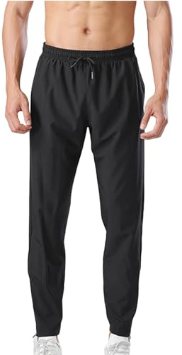 Herren Sporthose mit Reißverschluss am Bein Leichte und Atmungsaktive Trainingshose Jogginghose mit Kordelzug Männer Bequeme Sommer Outdoorhose Laufhose für Fitness, Joggen und Outdoor-Sport