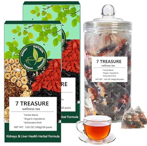 7 Treasure Wellness Tea,Ginseng 7 Treasure Kidney Tea,2025 New Formula Ginseng Seven Treasure Tea Bags,Chinese Liver Care Teas,Natural Organic Kidney Cleanse DetoxTea for Women and Men (2)