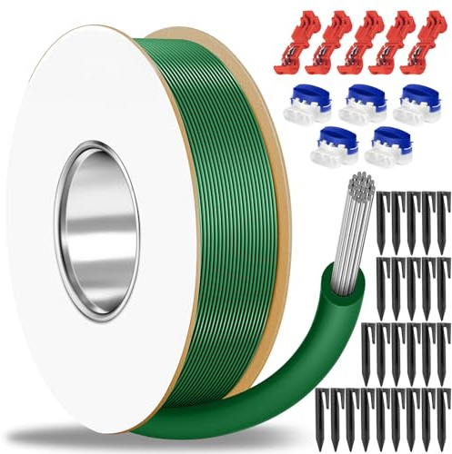CIANBIFN 50m Filo Perimetrale Robot Tagliaerba Ø2,7 mm 25 Picchetti 5 Morsetti 5 T-Tap Rapido Connettore, Cavo di Limitazione Universale, Set di Accessori per Cavi di Ricerca per Tutte Le Marche