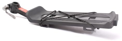 KHE Aluminium Fahrrad-Gepäckträger, Sattelstützen-Montage, 9 kg Zuladung, mit Spanngurt, Schwarz