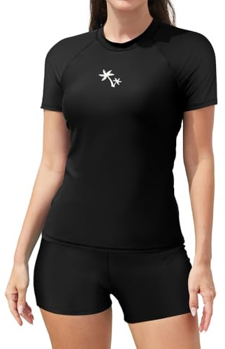 SHEKINI 2-Piece Rash Guard Swimsuits for Women UPF 50+ Short Sleeve Shirt