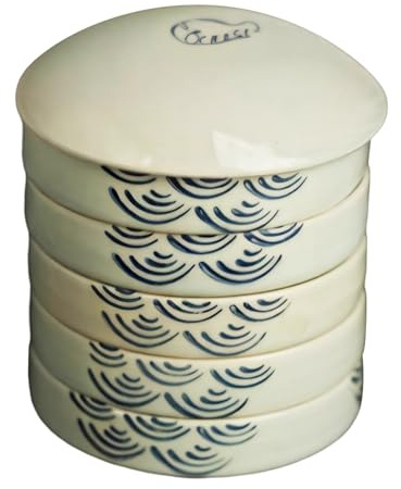 Vestamore Watercolor Mixing Palette - 5-Dish Ceramic Tray With Lid, Chinese-Inspired Design, And Lightweight, Perfect For Ink And Watercolor Artists