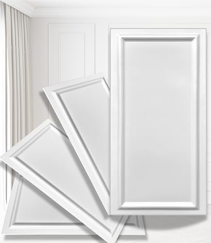 Lot de 4 panneaux 3D, revêtement mural et de plafond classique, 2 m², en polystyrène XPS, avec aspect cadre, 100 x 50 cm, blanc pur