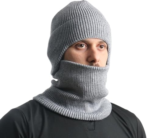 Beimus bekväm pullover hatt och halsvärmare set för kvinnor män unisex vinter höst tillbehör för utomhus snö aktivitet vintertillbehör, Ljusgrå, one size