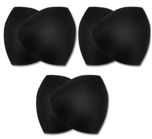 Matwsec 3 paia di inserti per reggiseno rimovibili, reggiseno push up, coppe per reggiseno sportivo rimovibili, imbottitura per donne, bikini, costume da bagno, inserti sponge, colore nero