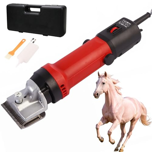 Elektrisk Hästklippare 690w 2800rpm Professionell Hästtrimmer med 6 Hastighetslägen Justerbar Bladspänning Klippdiameter 77mm Elektrisk Boskapssax för Häst Får Nötkreatur