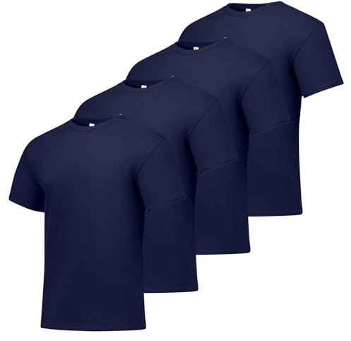 Hanes mens Essentials Short Sleeve T-shirt Value Pack (4-pack) athletic t shirts, Navy, Medium US