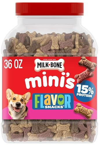 Milk-Bone Flavor Snacks Mini’s Dog Biscuits, Flavored Crunchy Dog Treats, 36 Oz. Canister