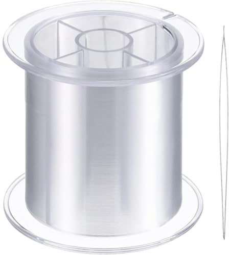 Blulu 500 M Nylonfaden Transparent Reißfes Durchsichtiger Unsichtbarer Perlen Faden Für Die Hängende Ornament DIY Crafting Schmuck Und Nähen Stark Und Unsichtbar Mit Perlen Nadel (0, 25 mm)