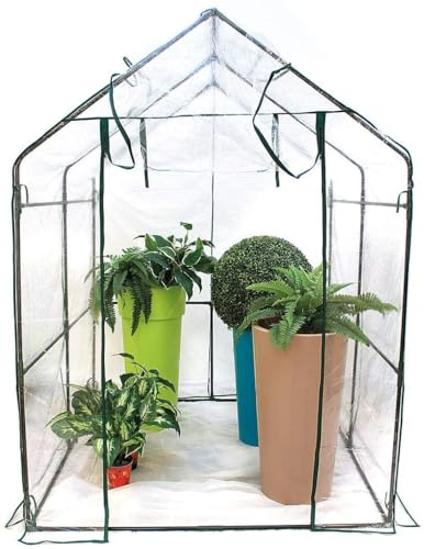 Serre per Orto, Giardino o Terrazzo - Varie Misure - Telo Trasparente in PVC e Struttura in Metallo Verniciato (140X140X195 CM - SENZA RIPIANI)