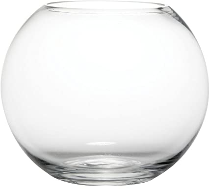 Floralcraft® 15cm Clear Glass Fish Bowl Round Centerpiece Display Vase Terrarium, Sphere Bubble Ball Flower Vase for Home Office Hotel Wedding Decoration
