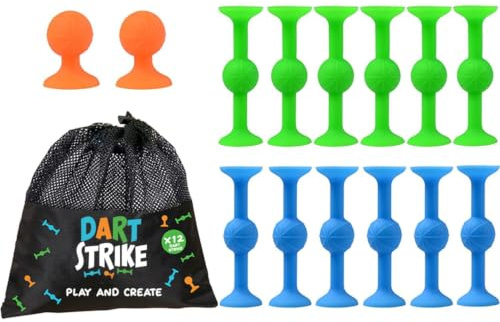 Dart Strike® – Jeu de Construction Éducatif et Sensoriel – Jouet Montessori Créatif – Jeu de Fléchettes à Ventouses – Sac de Transport Inclus – 12 Pièces – Original Corner