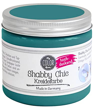 My COLOR Room Shabby Chic (verde esmeralda, 190 ml), pintura a la tiza para muebles u objetos decorativos en interiores y exteriores - Pintura a la tiza para madera Shabby Chic Color para muebles de