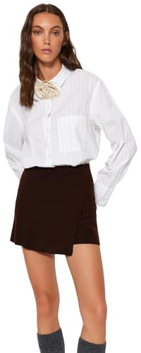Trendyol Dam smal passform stickad kjol, brun, S, Brun, S