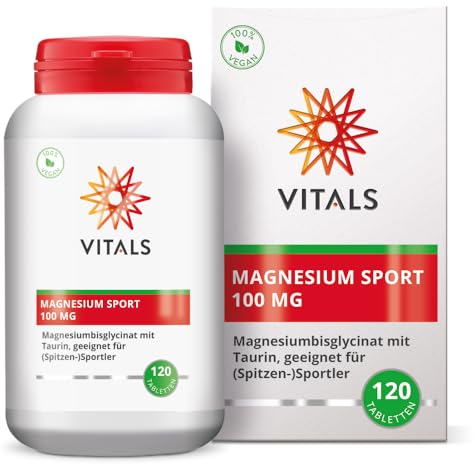 Vitals - Magnesium Sport 100 mg 120 tabletten Magnesiumbisglycinat mit Taurin. Geeignet für Spitzensportler, auf Doping getestet.