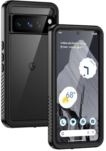 Lanhiem für Google Pixel 8 Pro Hülle, IP68 Wasserdicht Handyhülle Google 8 Pro 360 Grad Schutzhülle, Stoßfest Staubdicht Schneefest Outdoor Panzerhülle mit Eingebautem Displayschutz, Schwarz