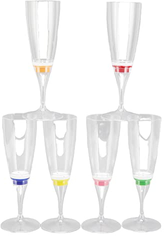 HERCHR Copas De Champán LED, 6 Copas De Flauta De Champán Para Vino LED, Copa De Luz Intermitente Con Líquido De Agua, Copa De Cóctel Luminosa LED, Juego De Copas De Vino