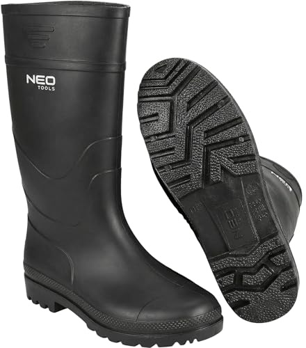 NEO TOOLS Botas de goma 39 – Gumischtifel unisex, impermeables, botas de lluvia, botas de jardín, transpirables, botines de goma, impermeables, color negro, talla 39-46, Negro , 41 EU