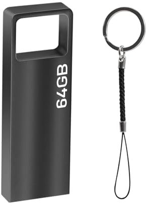 Pen Drive da 64GB, Mini USB Flash Drive 64GB USB Flash Memory Stick 64GB con ciondolo portachiavi per computer, tablet e altri dispositivi (nero)