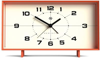 NEWGATE® Wideboy réveil | Design rétro rectangulaire | Citrouille Orange | Cadran du Milieu du siècle | Idéal pour Chevet, Bureau, Manteau de cheminée ou étagère | Accessoire rétro pour Chambre